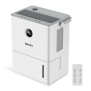 White & Gray Compact Dehumidifier with Remote